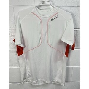 2XU Men's Comp Short Sleeve Run Top / Red & White / Men's XXL